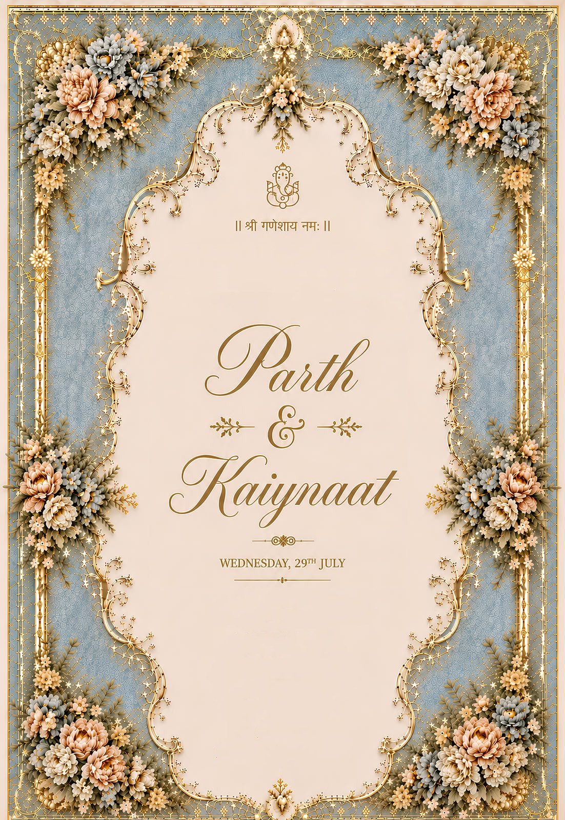 Parth Pawar Kaiynaat Dhar Engagement Card