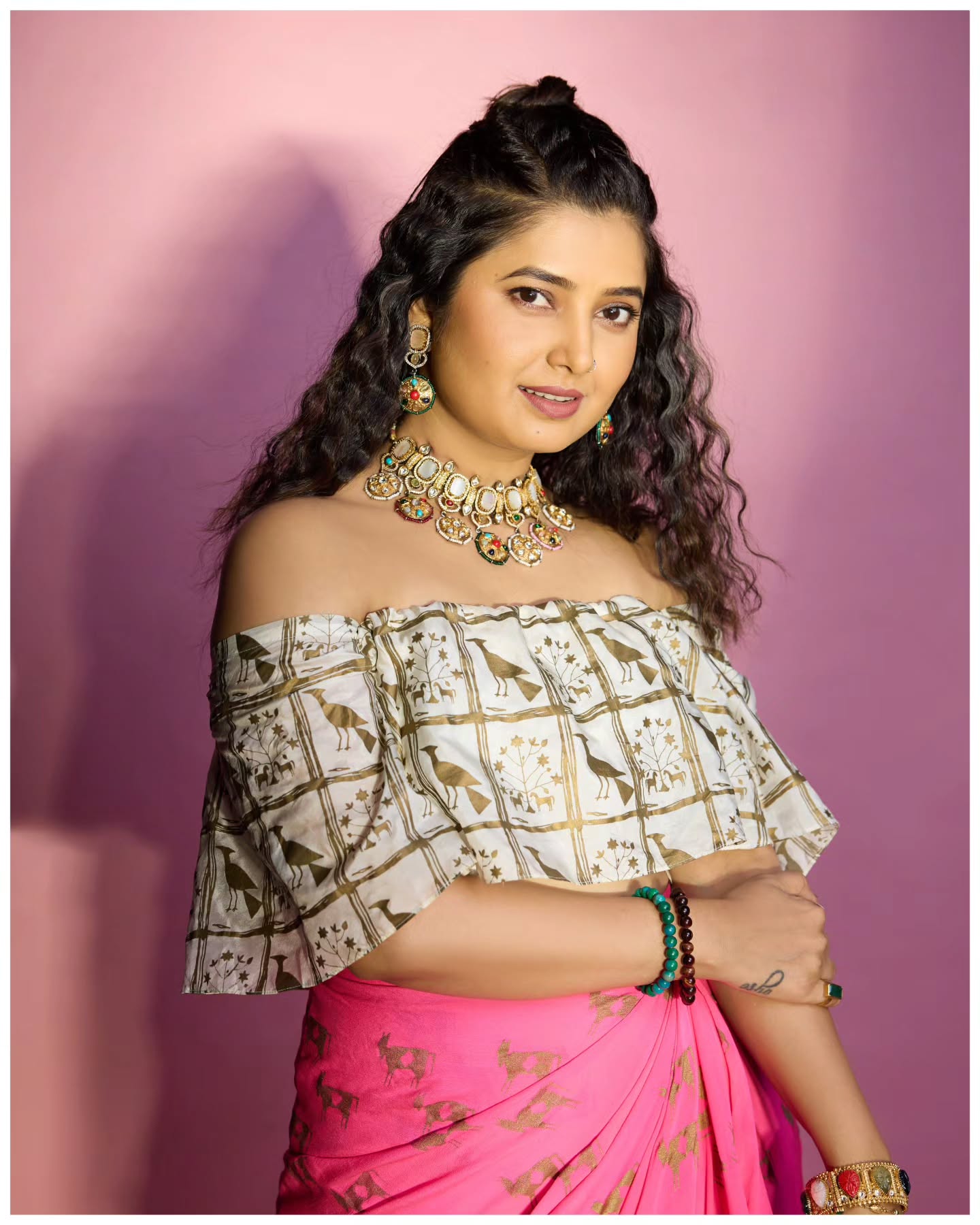 Prajakta Mali Black Gown Dress Look