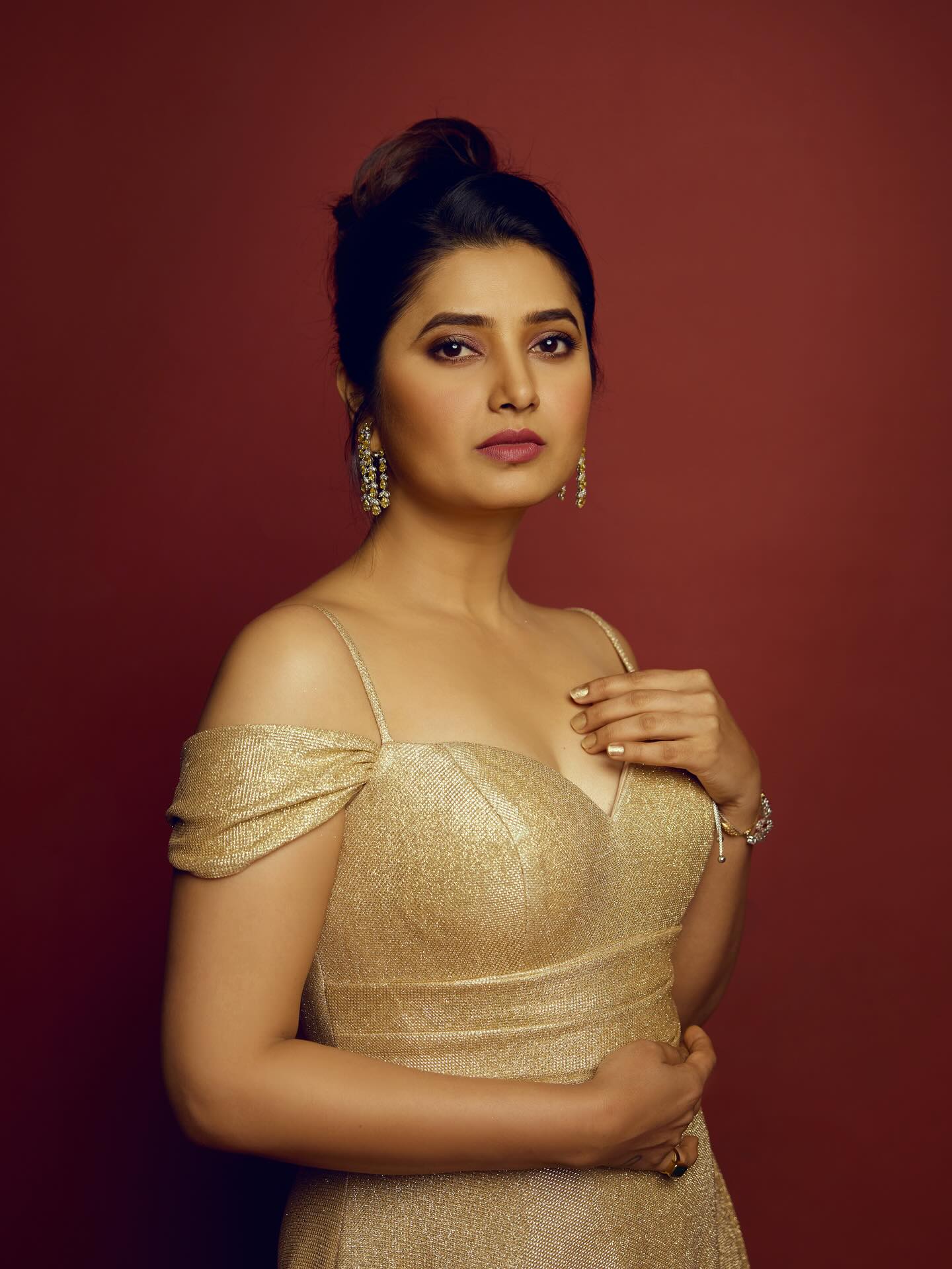 Prajakta Mali Black Gown Dress Look