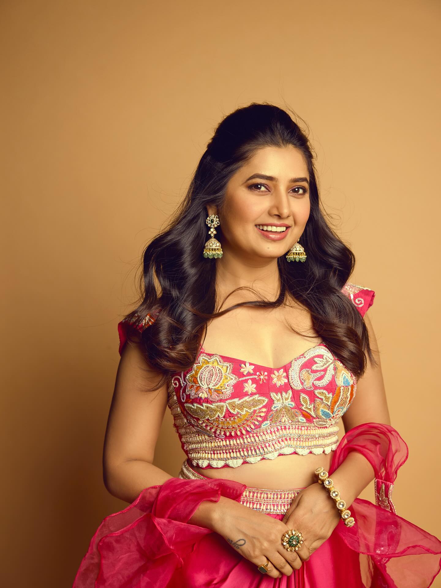 Prajakta Mali Black Gown Dress Look