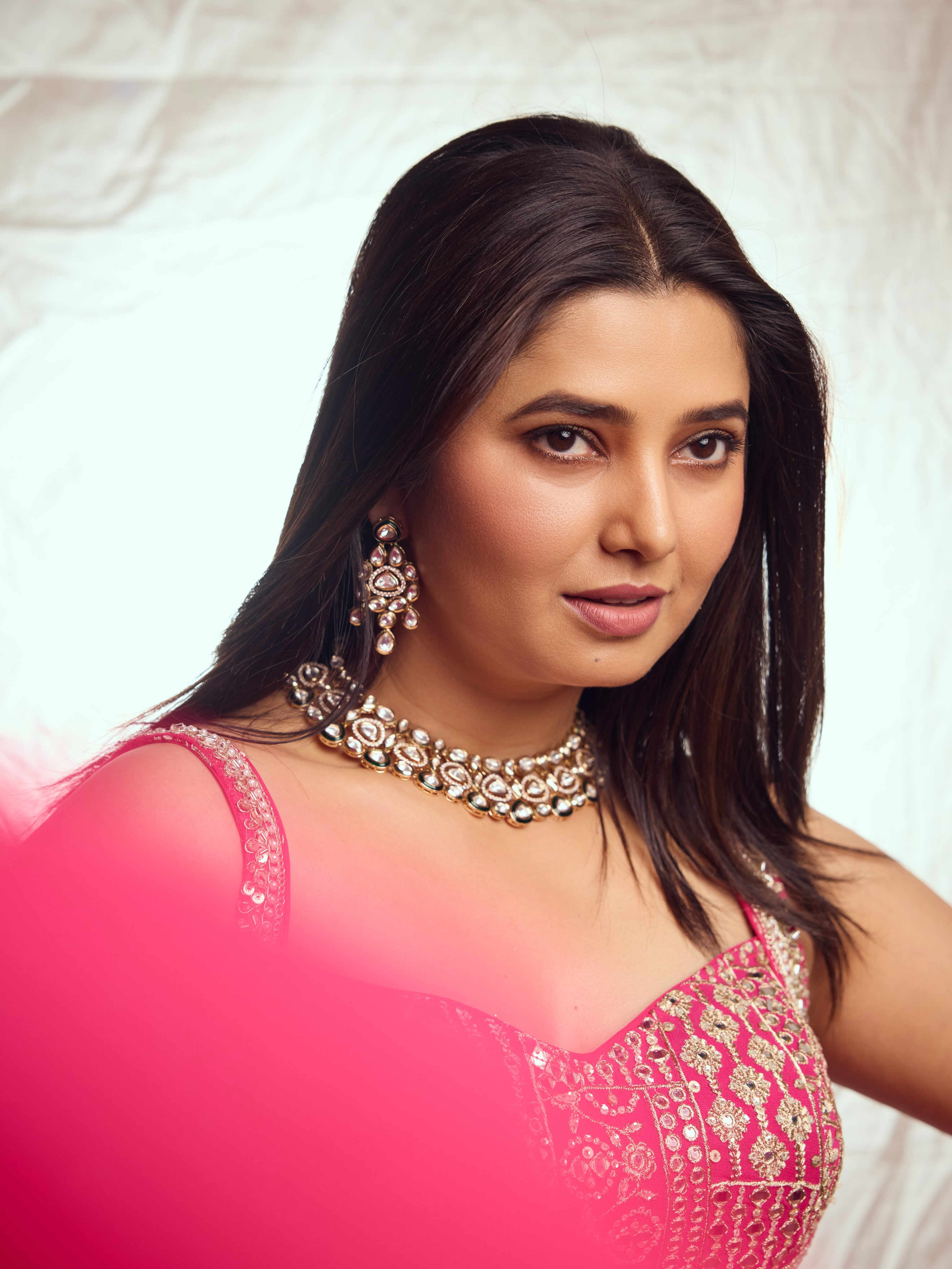 Prajakta Mali Pink Dress Look