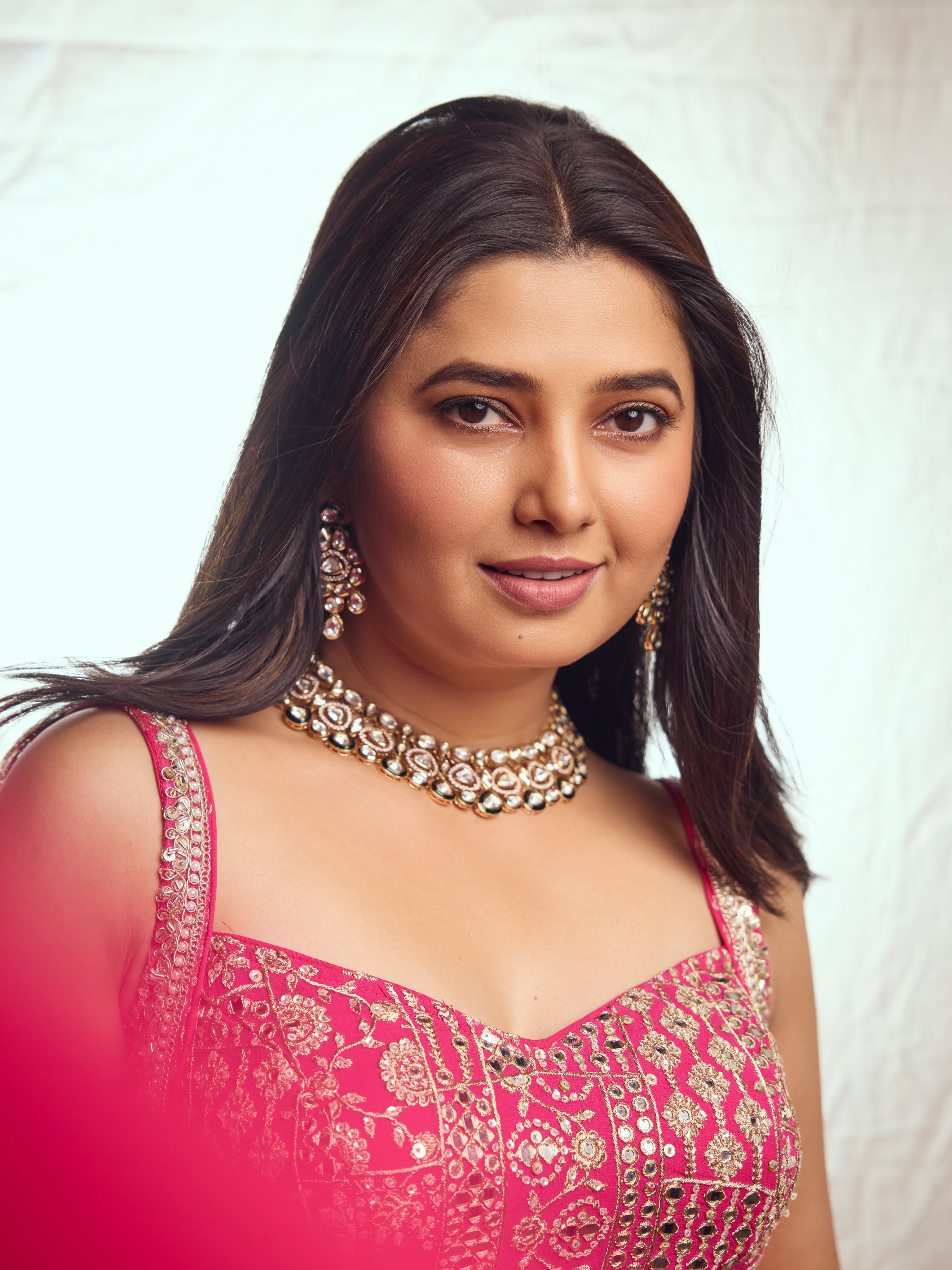 Prajakta Mali Pink Dress Look