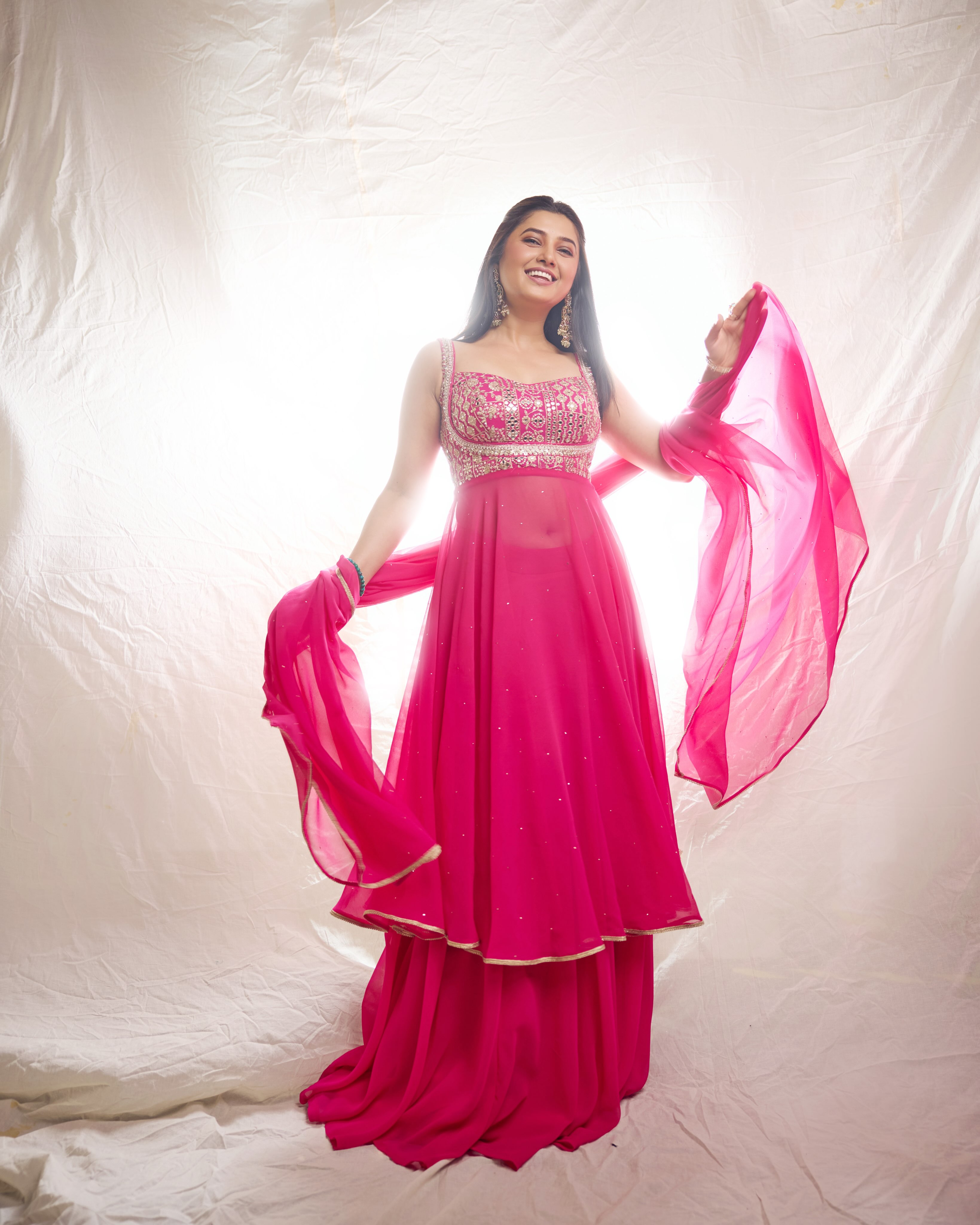 Prajakta Mali Pink Dress Look