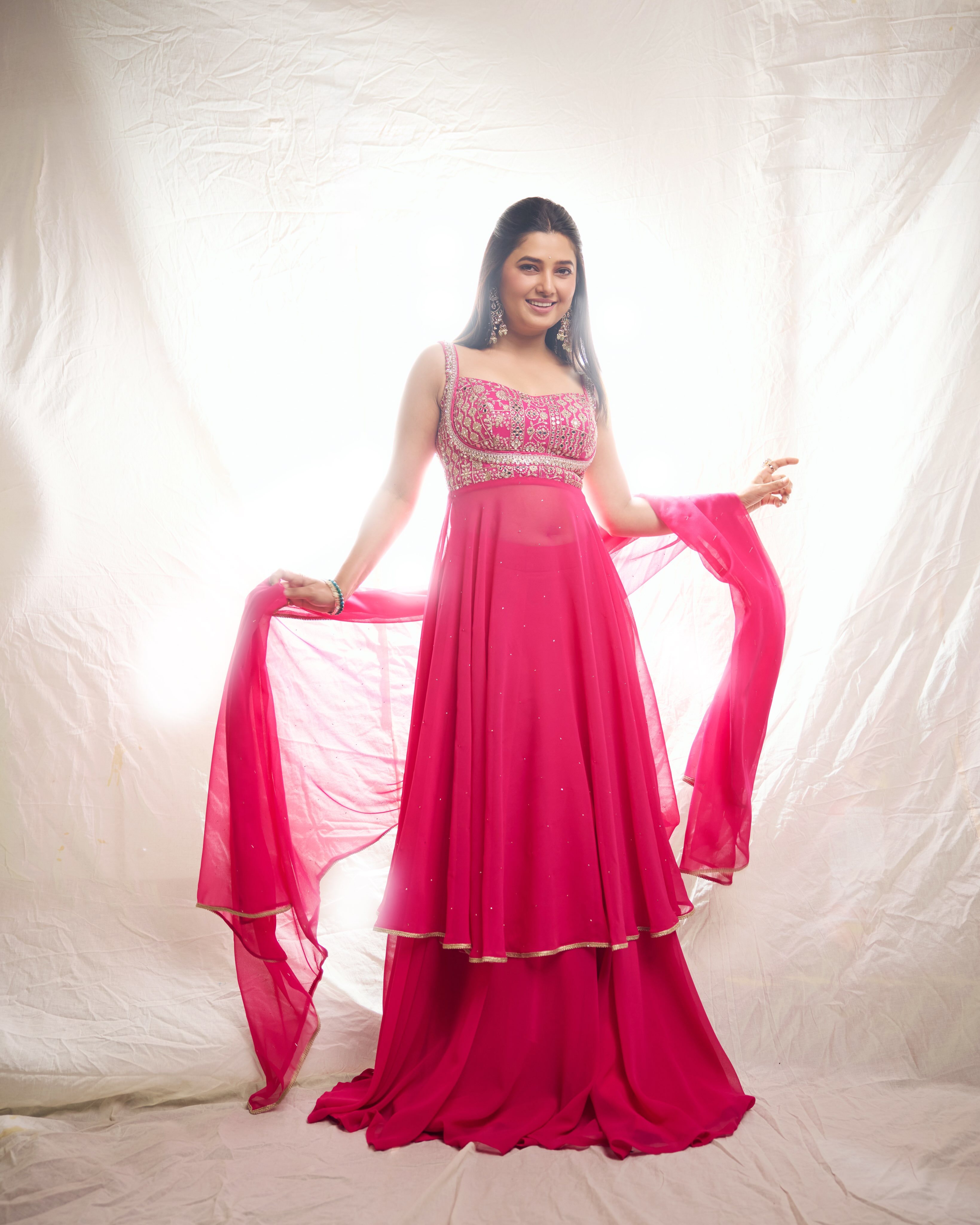 Prajakta Mali Pink Dress Look