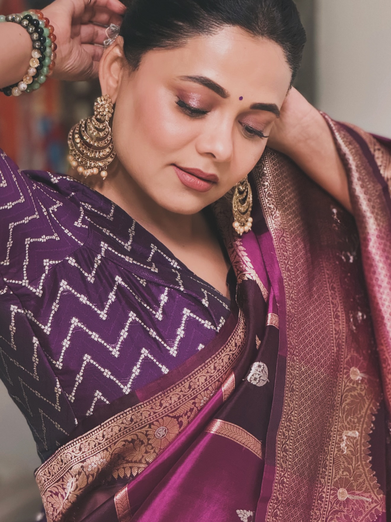 Prarthana Behere Jawkar Purple Saree Look