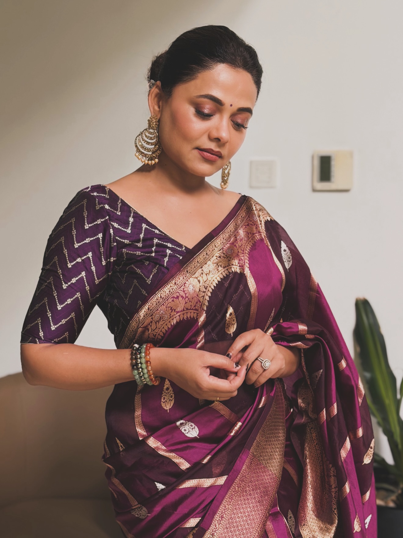 Prarthana Behere Jawkar Purple Saree Look