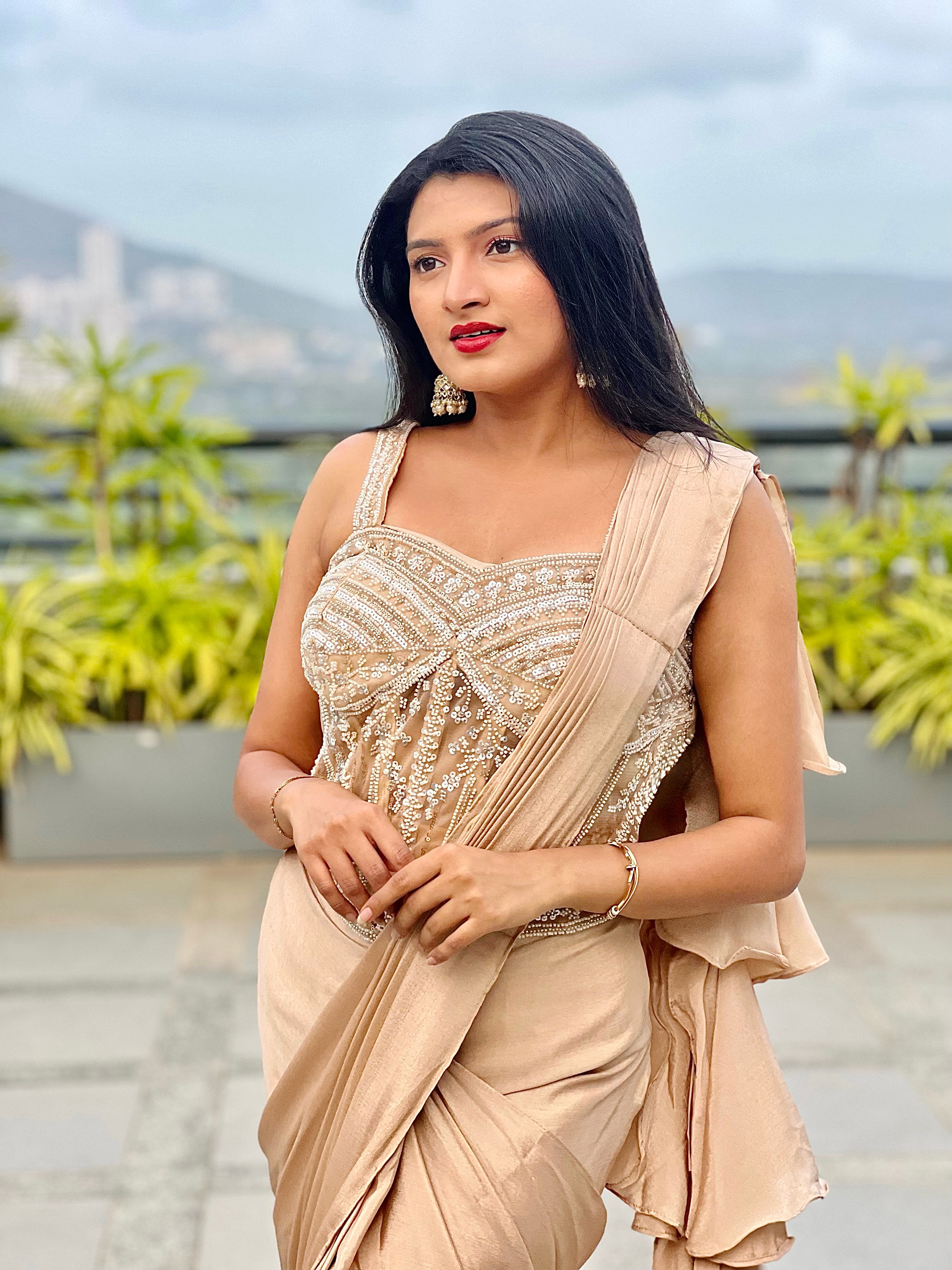 Rutuja Kulkarni Designer Saree Look