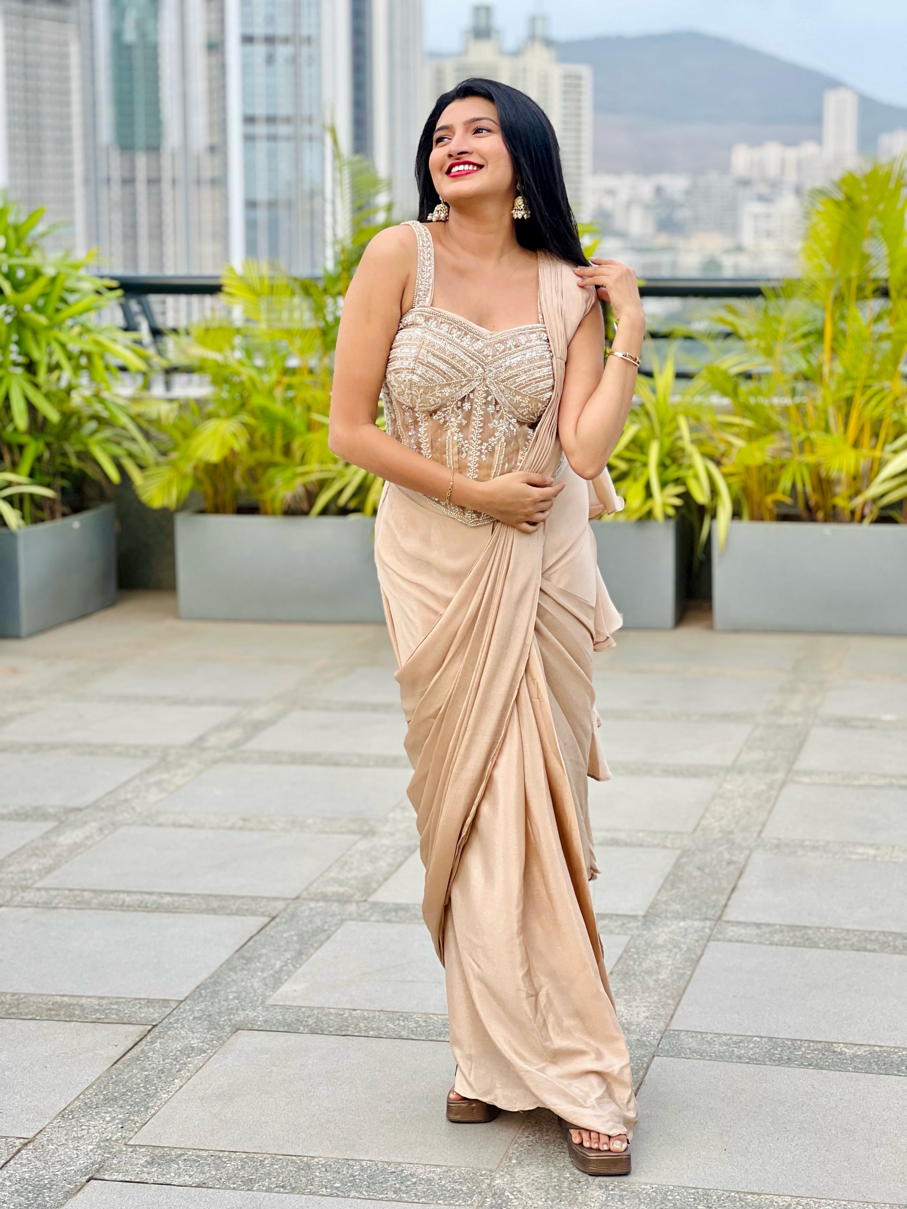 Rutuja Kulkarni Designer Saree Look