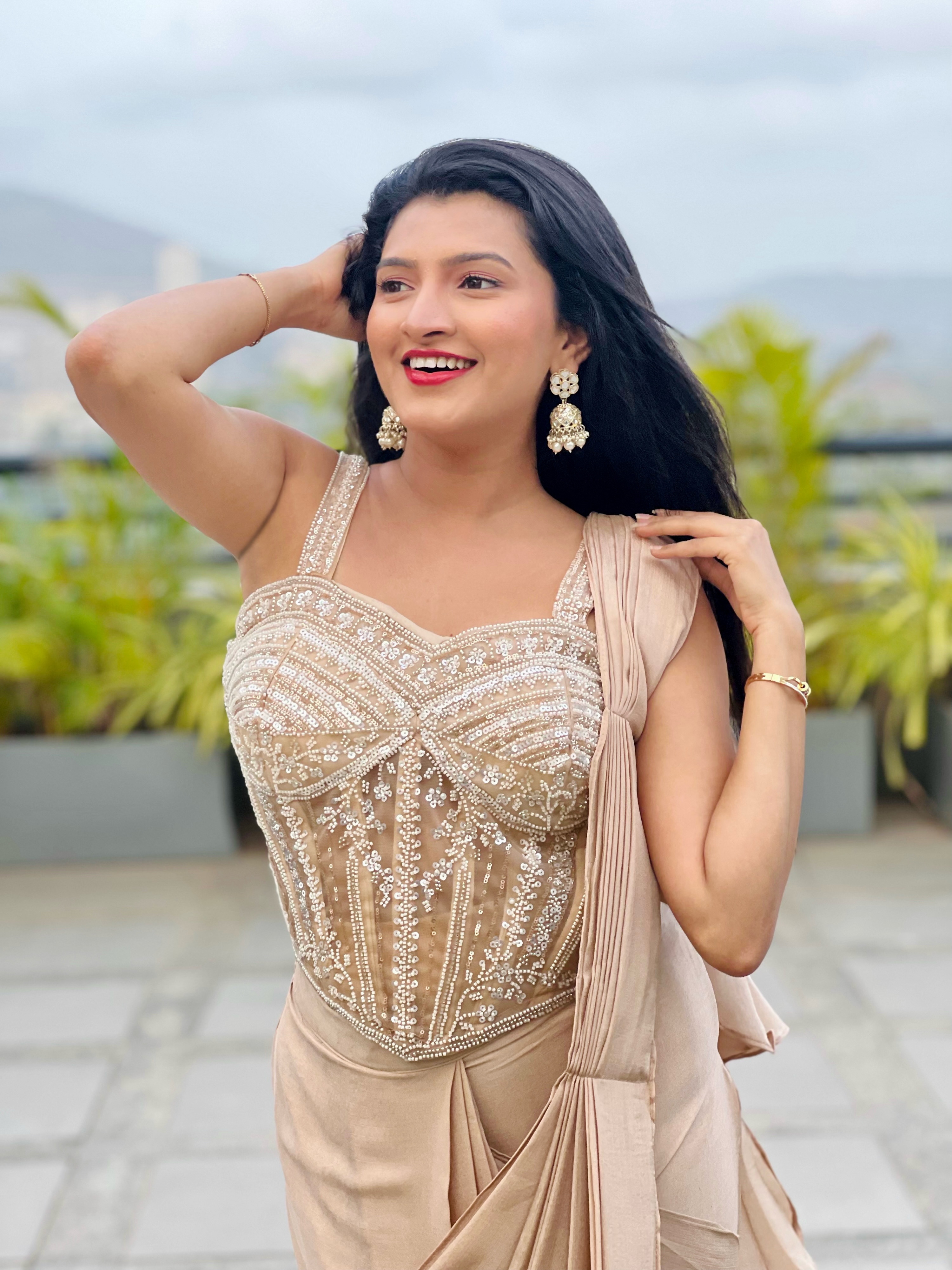 Rutuja Kulkarni Designer Saree Look