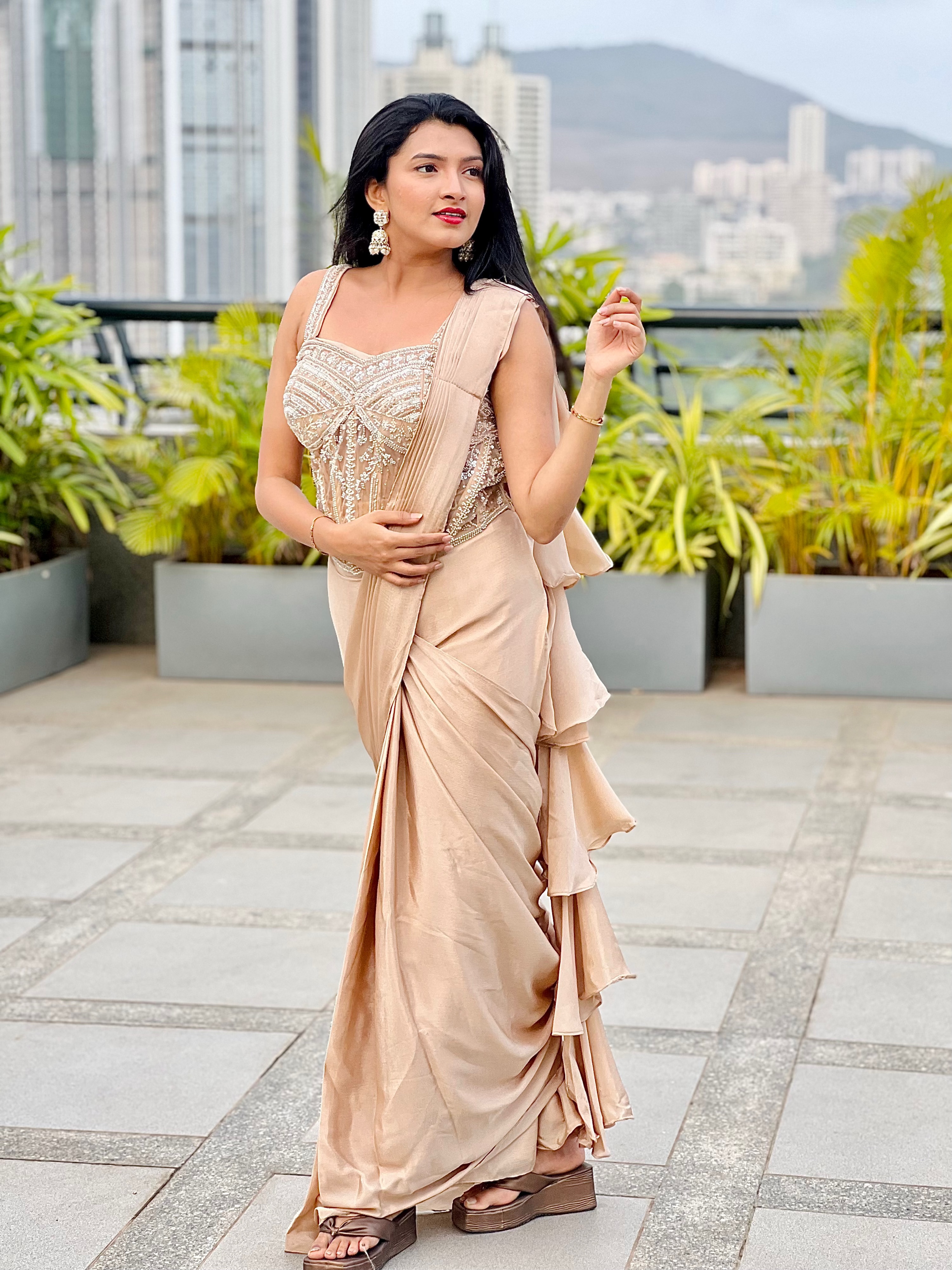 Rutuja Kulkarni Designer Saree Look