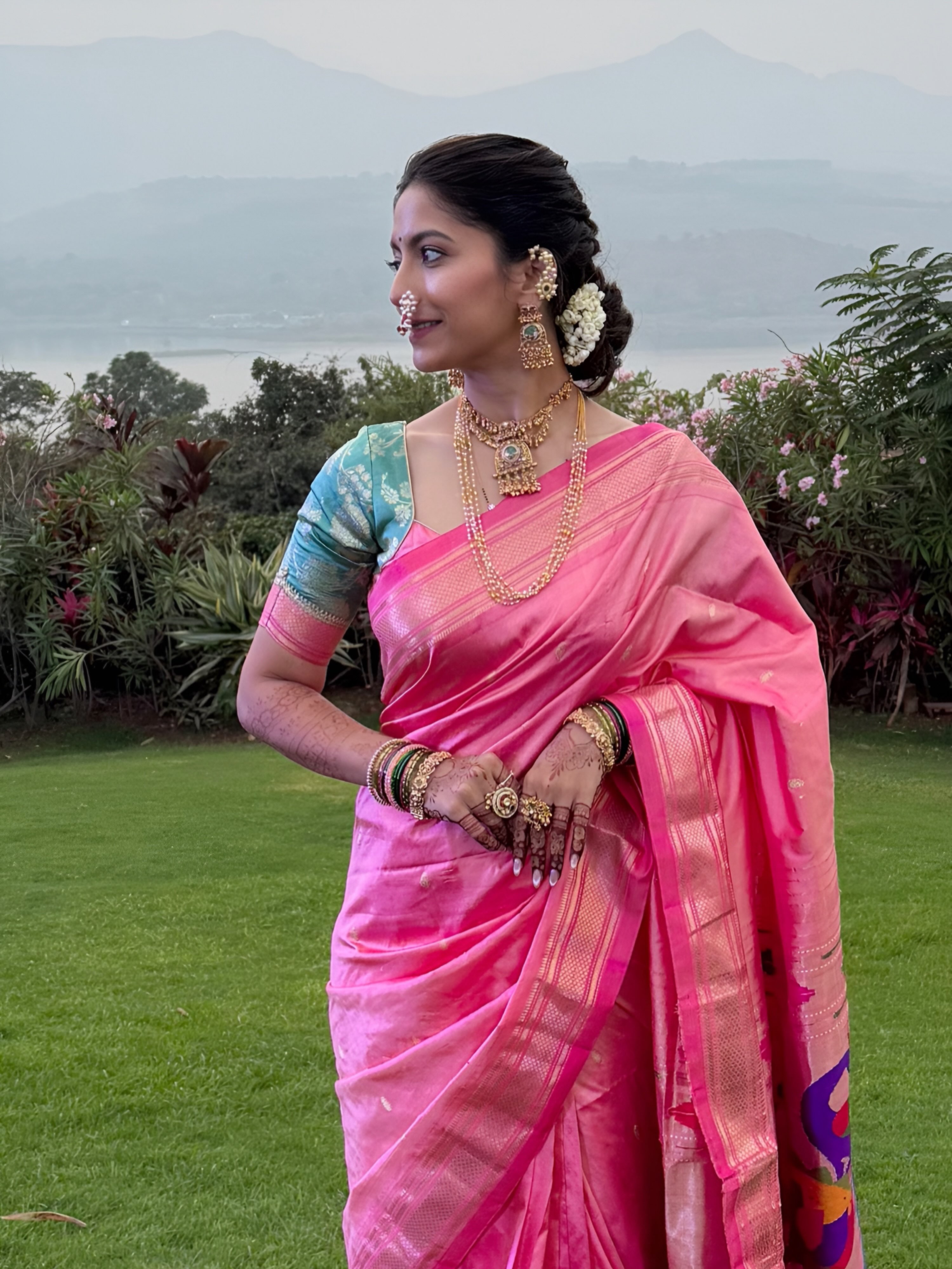 Sharvari Kulkarni Borkar Pink Paithani Saree