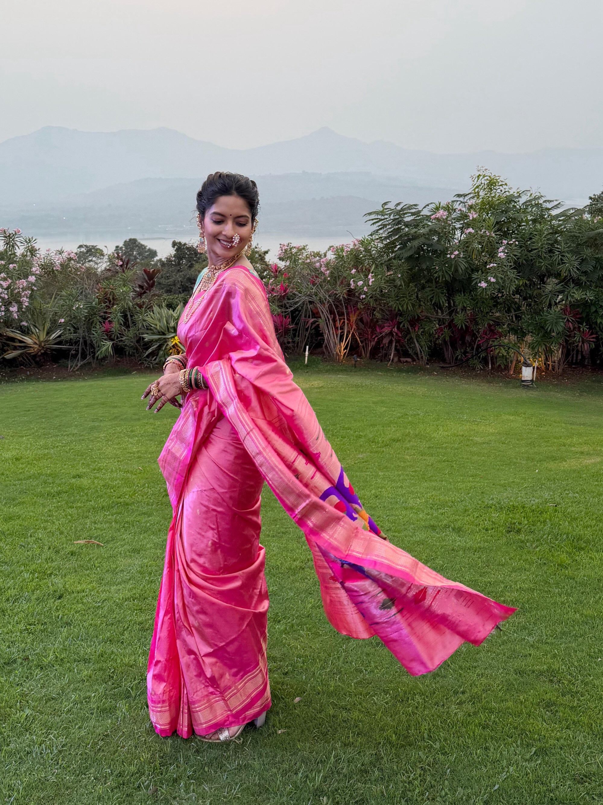 Sharvari Kulkarni Borkar Pink Paithani Saree
