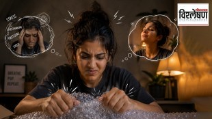 Person popping bubble wrap for stress relief psychology
