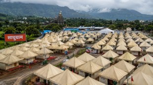 nashik trimbakeshwar kumbh mela preparations | trimbakeshwar sadhugram location change news | nashik rain impact on kumbh mela works | kolambika devasthan trimbakeshwar land survey