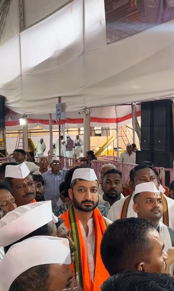 Jay Pawar and wife Rutuja Pawar take palkhi darshan in Baramati