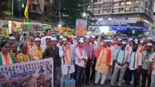Nalasopara Congress protest Ram Mandir donation scam | Captain Nilesh Pendhari Vasai Virar Congress agitation | Ram Mandir donation fraud probe demand Maharashtra | Nalasopara East Hanuman Temple Congress Satyagraha
