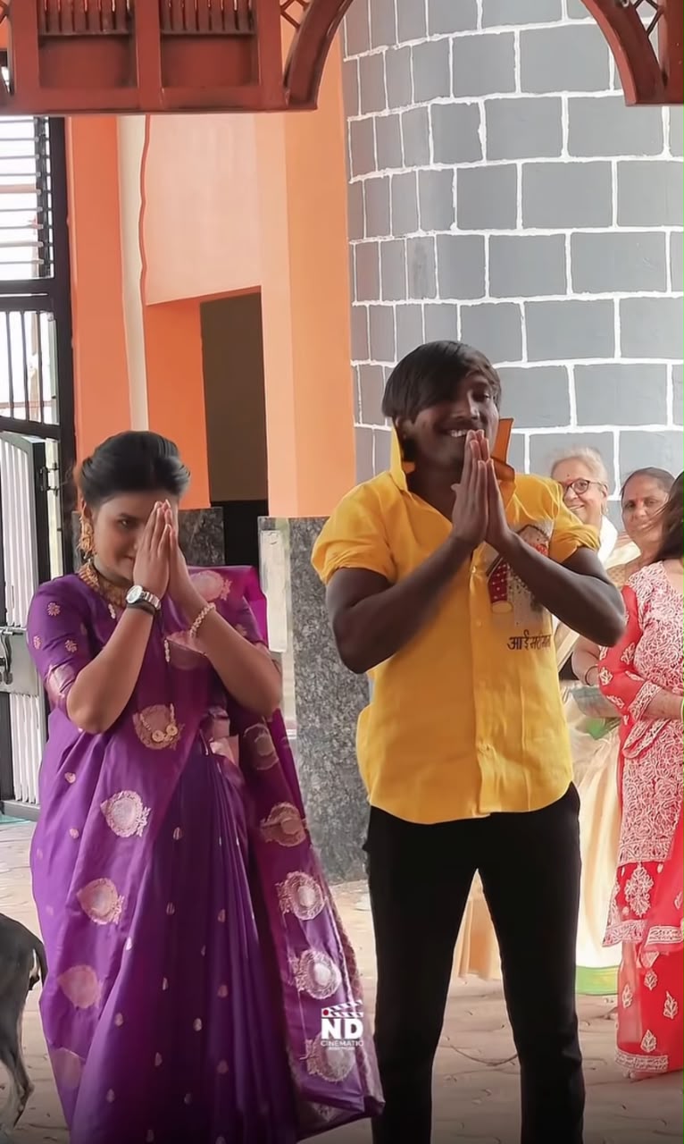 suraj chavan mari aai devi darshan with wife