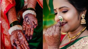 Payal Pandey baby shower photos showing traditional nauvari saree with special mangalsutra and nath