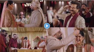 Groom Rohan Thakkar reacting to bride Anshula Kapoor wedding entry video