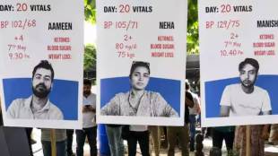 AISA student leaders who ended their 23-day hunger strike after CJP protest in Delhi