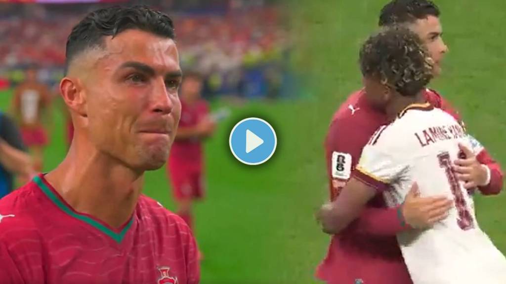Cristiano Ronaldo Crying after Portugal loss in FIFA World Cup 2026 | Spain young star Lamine Yamal consoles Ronaldo video | पोर्तुगालच्या पराभवानंतर मैदानात रडणारा ख्रिस्तियानो रोनाल्डो | लॅमिन यमालने रडणाऱ्या रोनाल्डोला मारली मिठी Cristiano Ronaldo Crying after Portugal loss in FIFA World Cup 2026 | Spain young star Lamine Yamal consoles Ronaldo video | पोर्तुगालच्या पराभवानंतर मैदानात रडणारा ख्रिस्तियानो रोनाल्डो | लॅमिन यमालने रडणाऱ्या रोनाल्डोला मारली मिठी