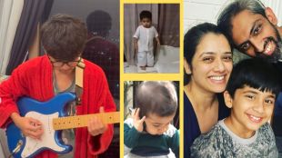 Girija Oak Godbole and Suhrud Godbole with son Kabir