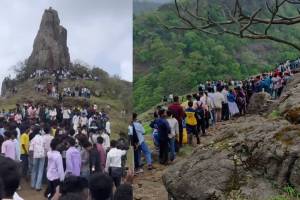 Asherigad fort overcrowding Palghar tourism | Tandulwadi fort landslide Safale | Palghar waterfalls monsoon travel warning | Sachin Patil Boisar regional news 2026