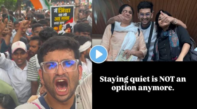 Marathi actress Chinmayee Sumeet with her son Neerud and daughter Diya protesting at Jantar Mantar Delhi for NEET UG paper leak