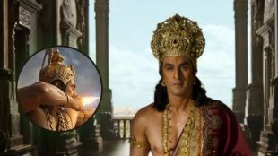 Bollywood actor Ranbir Kapoor as Lord Rama in Ramayan movie holding bow and arrow in a leaked scene