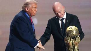 FIFA president Gianni Infantino presents President Donald Trump with the FIFA Peace Prize
