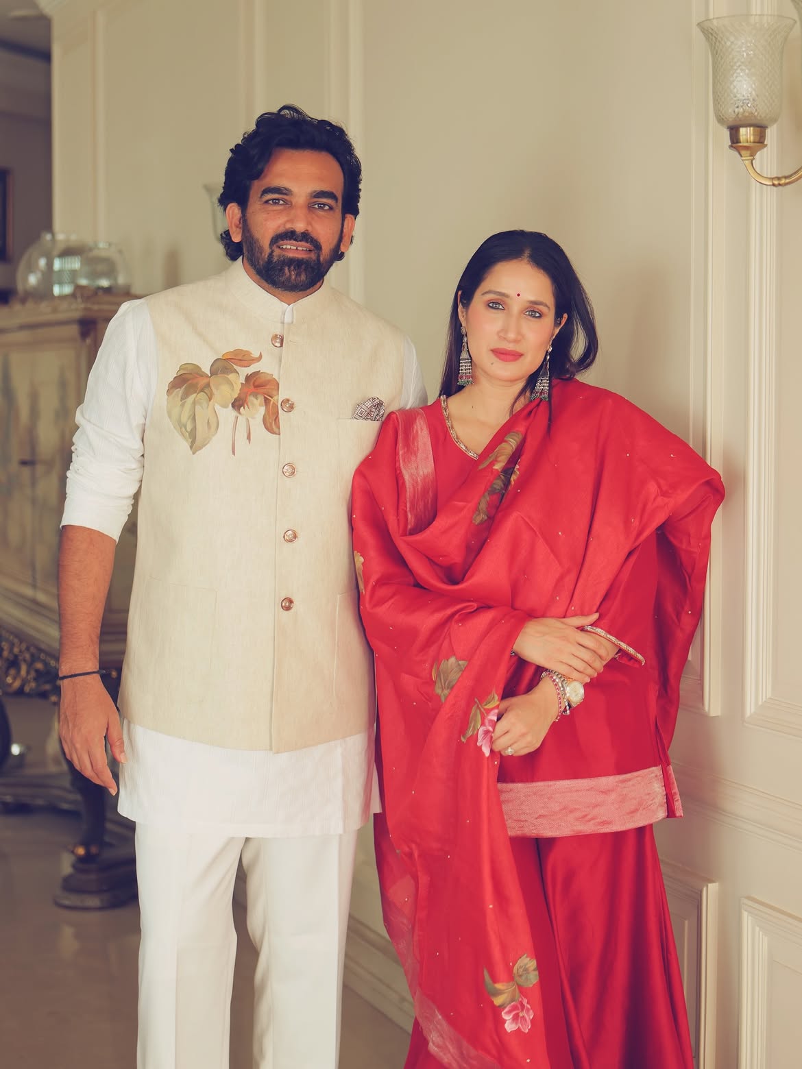Sagarika Ghatge floral saree look