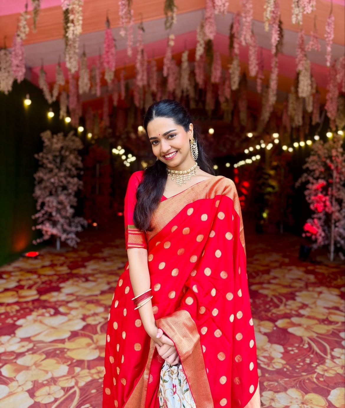 Vallari Viraj pink anarkali dress look