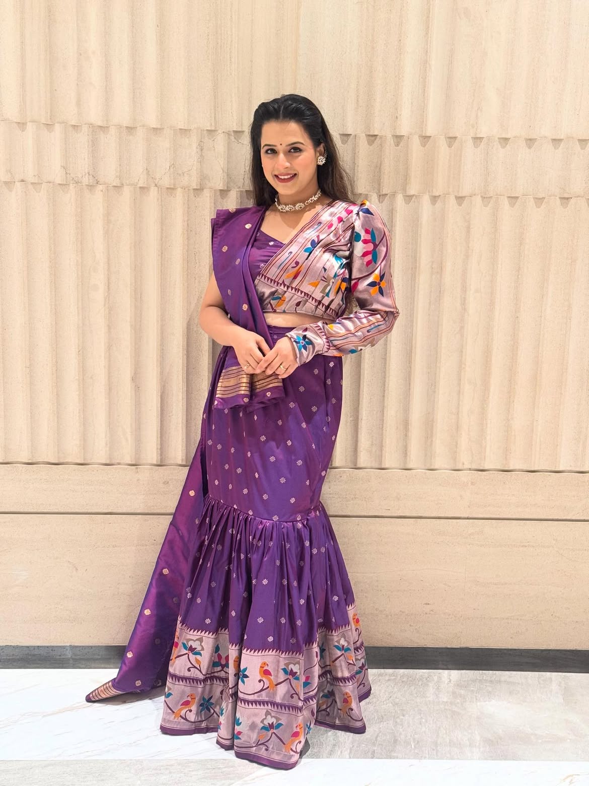 Prajakta Gaikwad pink saree look