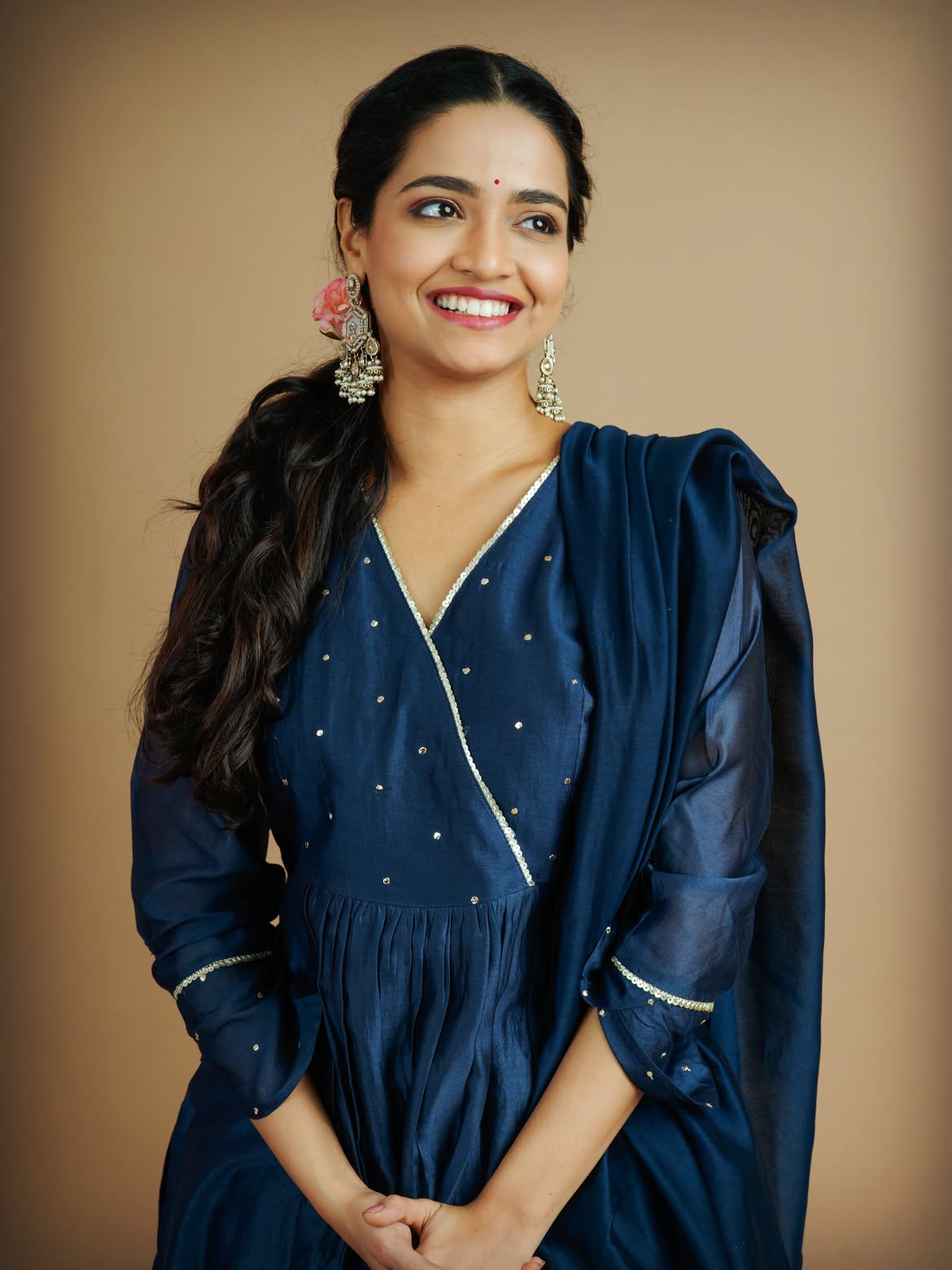 Vallari Viraj pink anarkali dress look