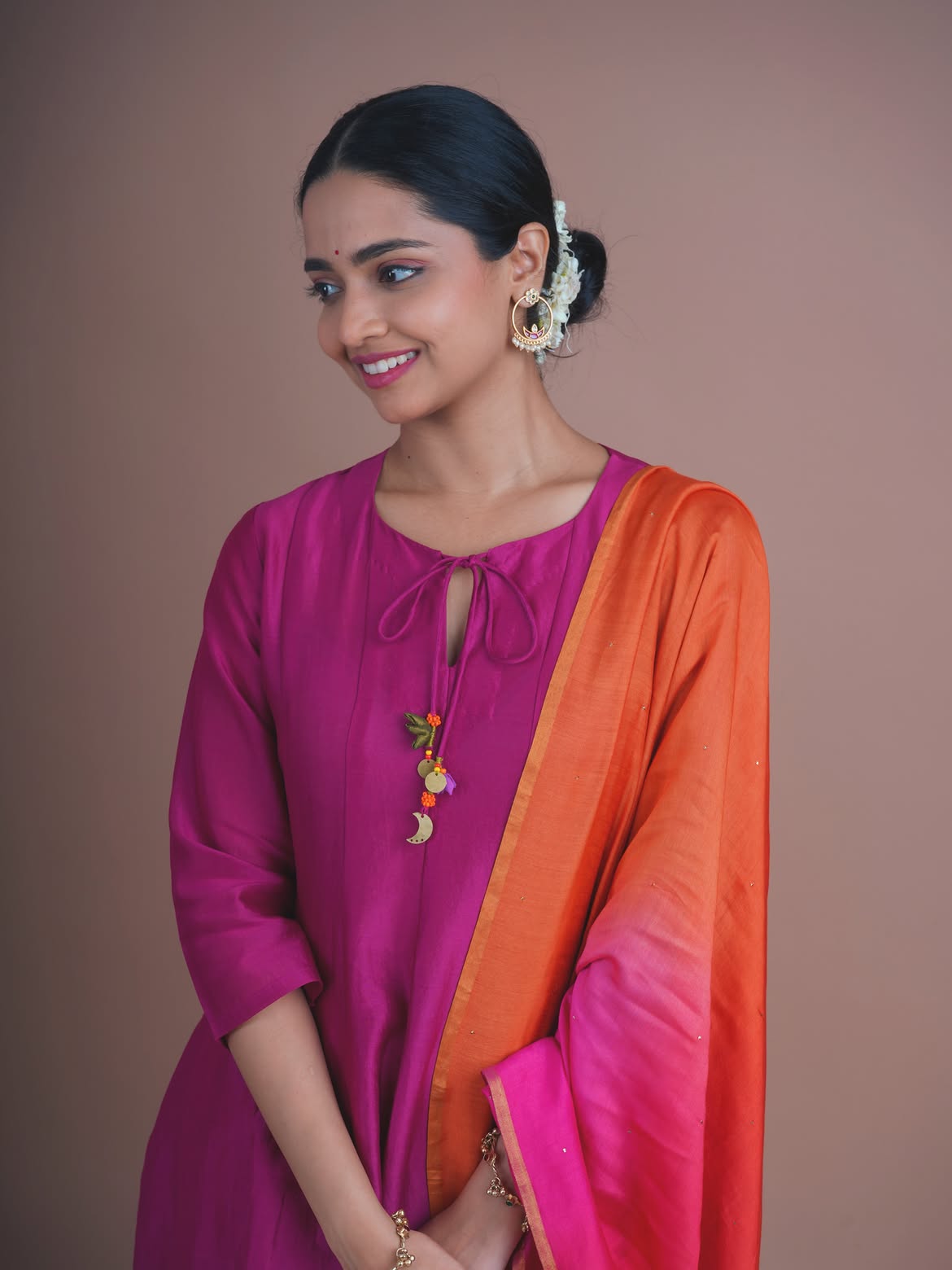 Vallari Viraj pink anarkali dress look
