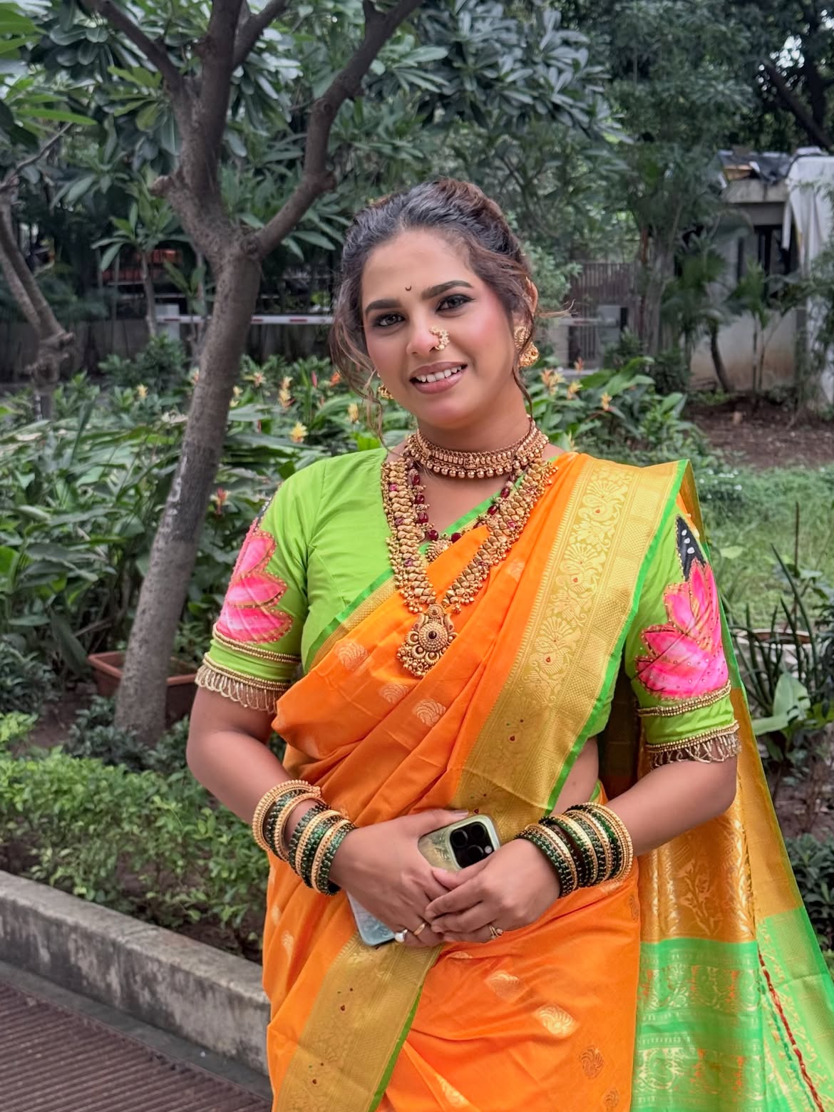 Amruta Dhongade green saree look