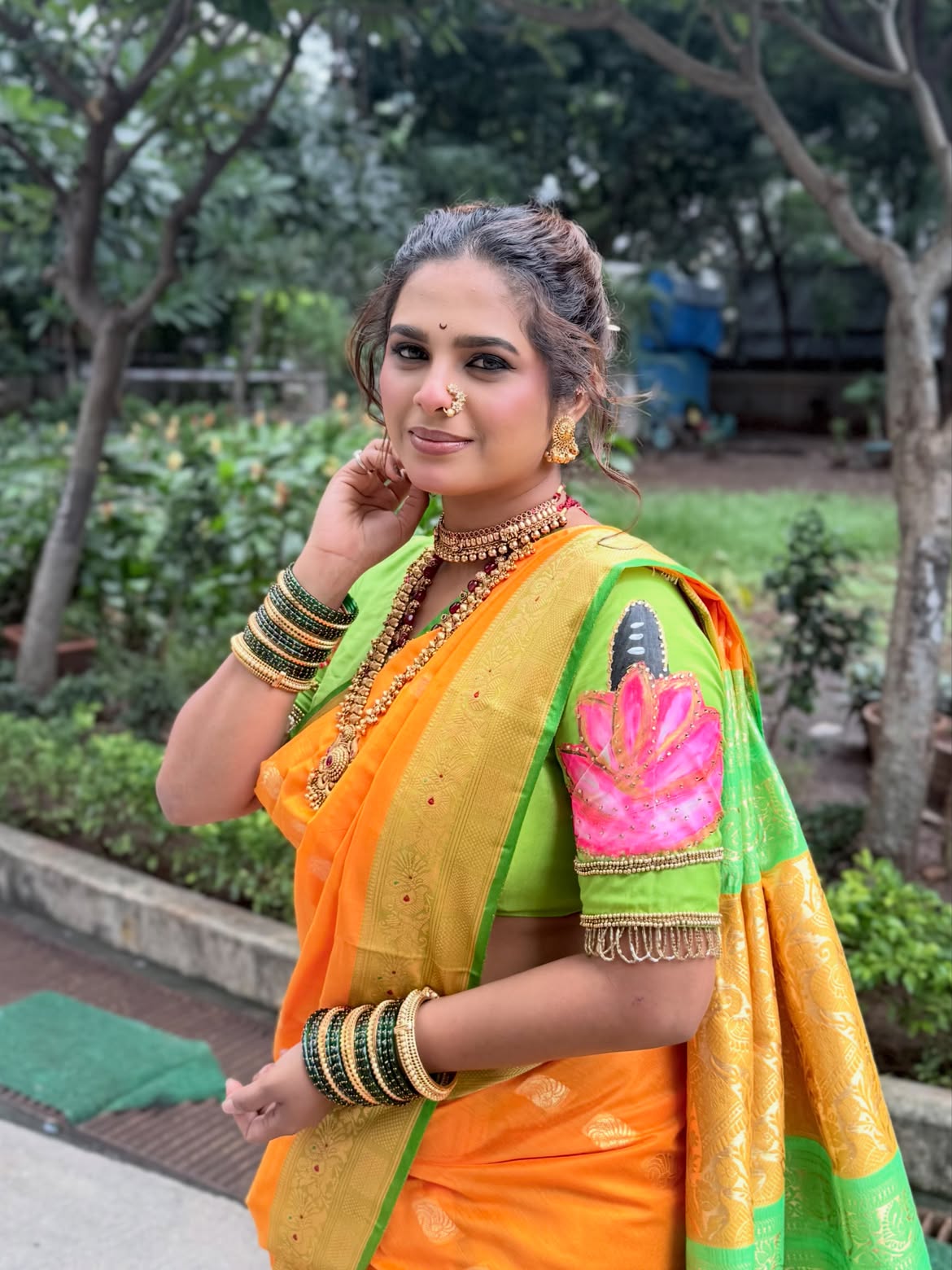 Amruta Dhongade green saree look