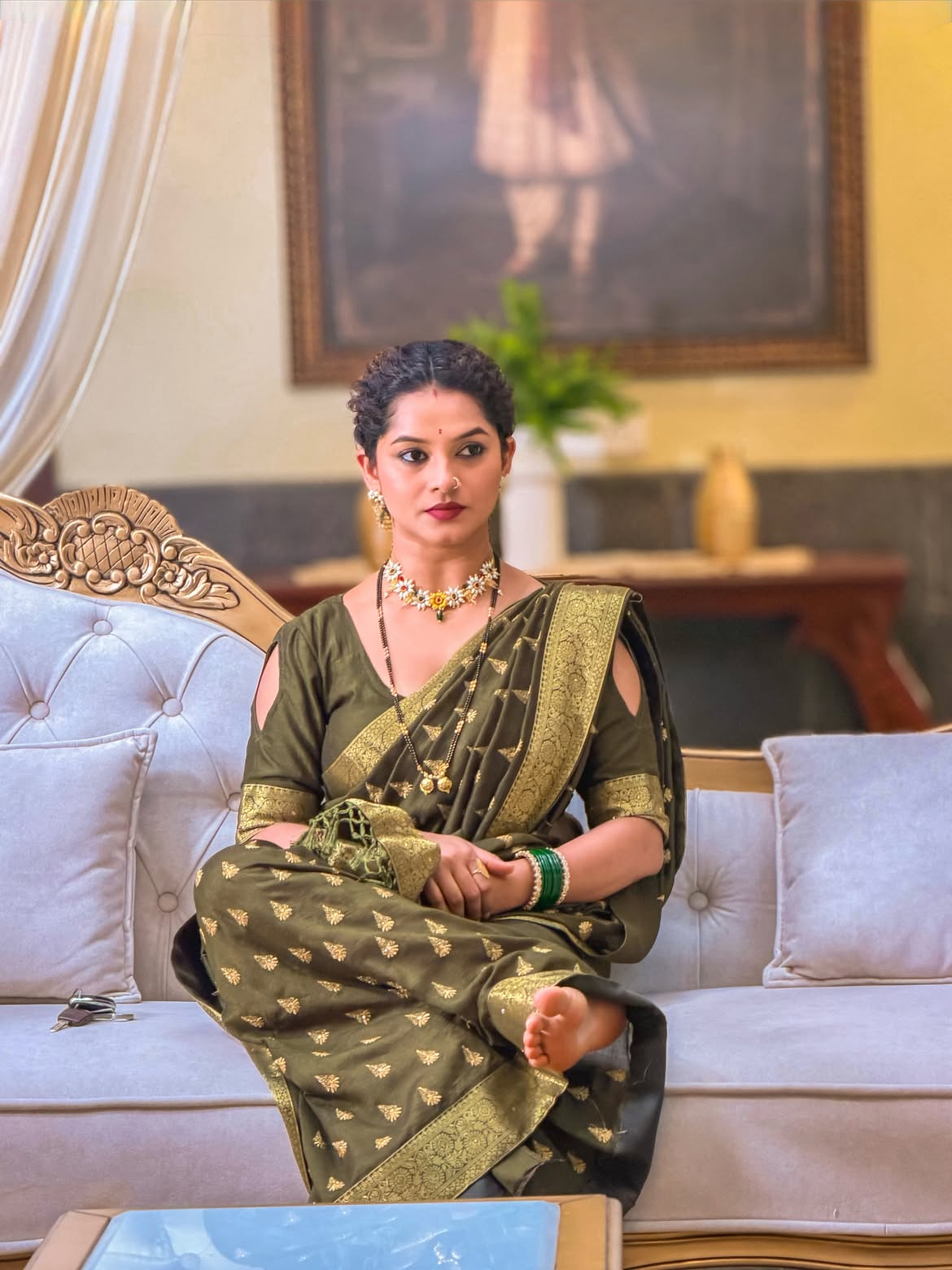sakshi gandhi kalamkari saree photos