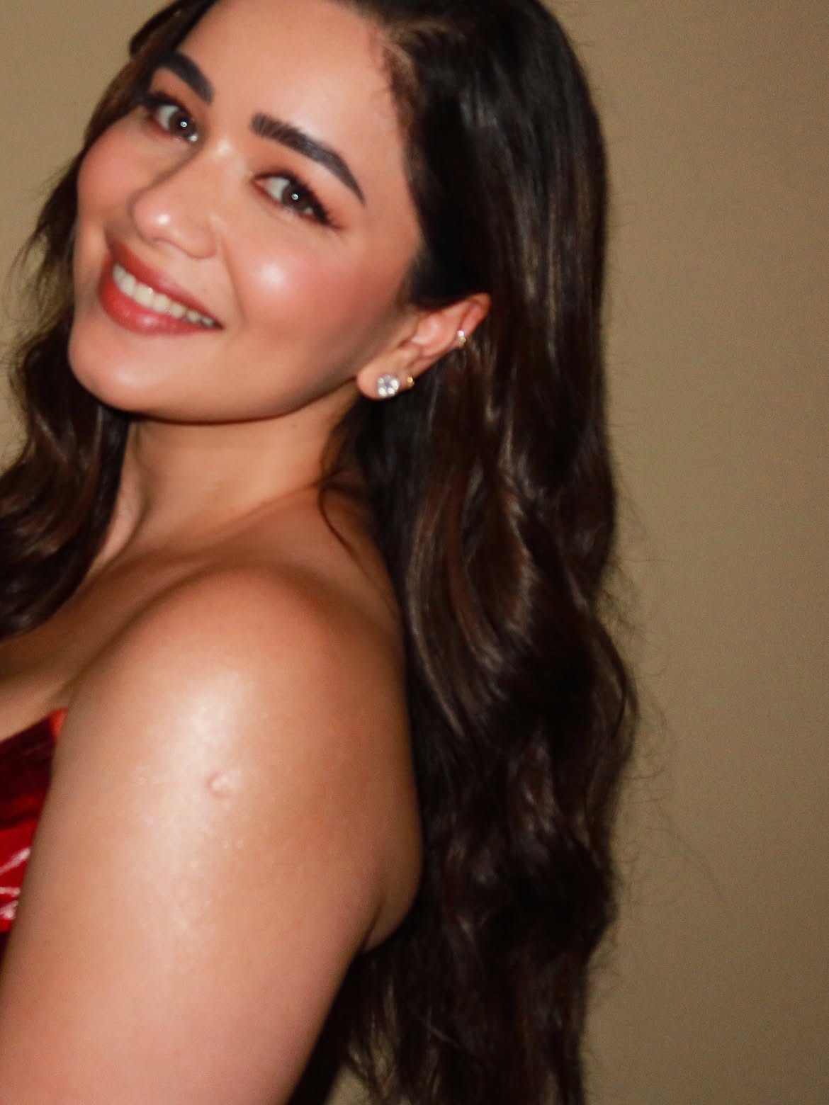Sara Tendulkar red strapless top