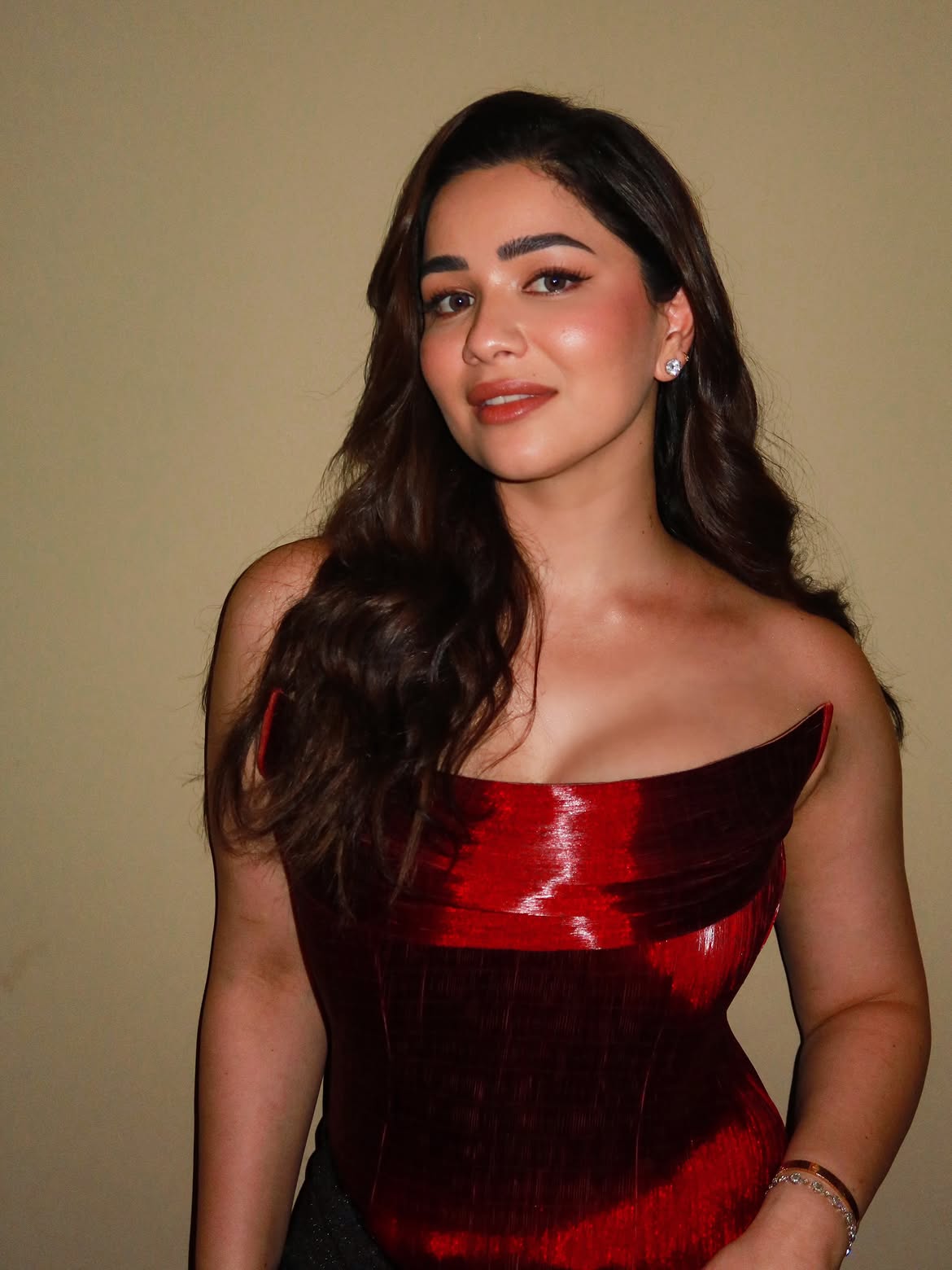 Sara Tendulkar red strapless top