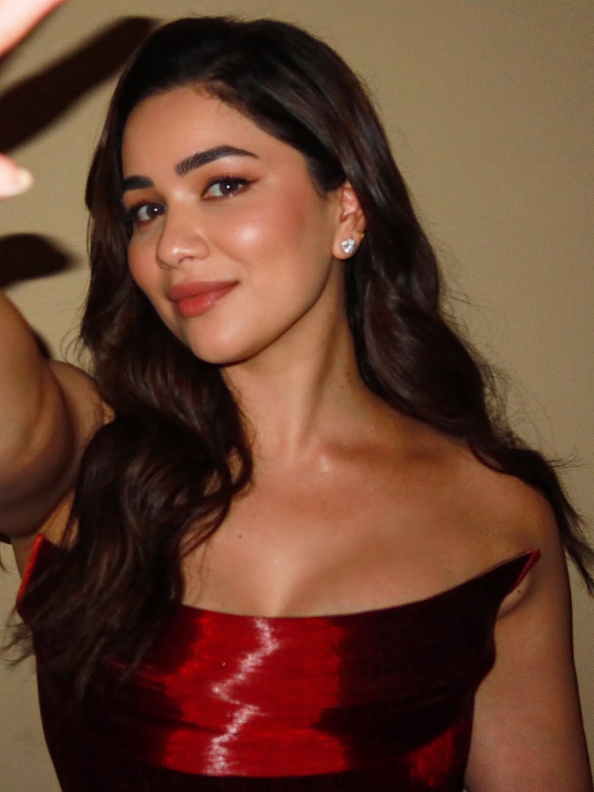 Sara Tendulkar red strapless top