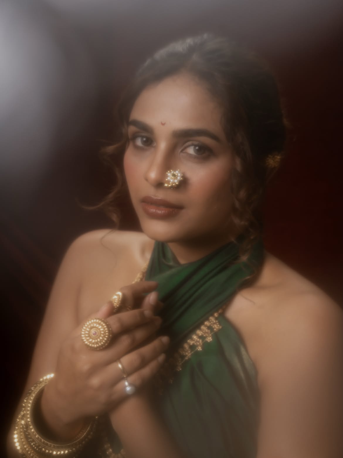 Amruta Dhongade green saree look