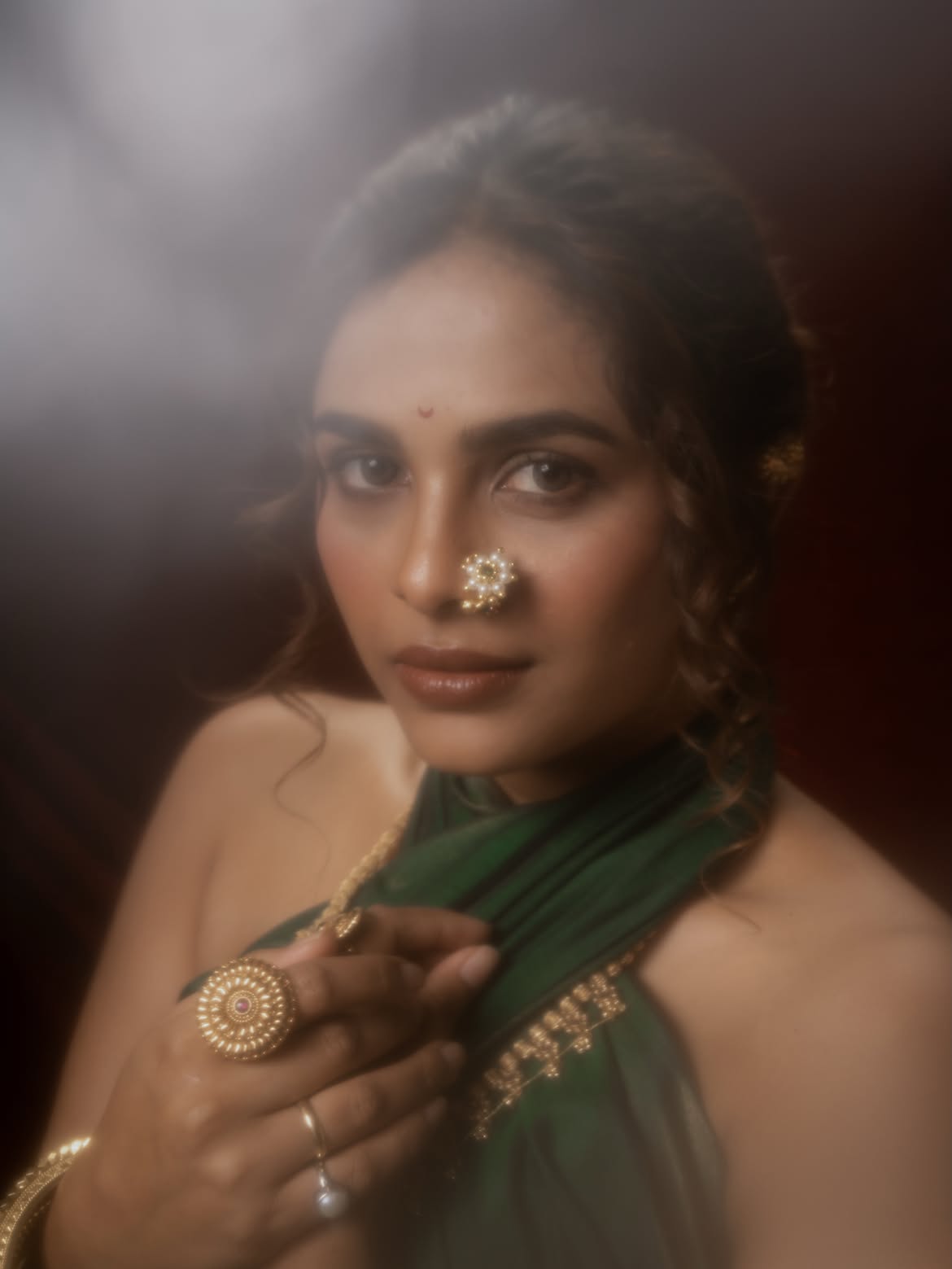 Amruta Dhongade green saree look