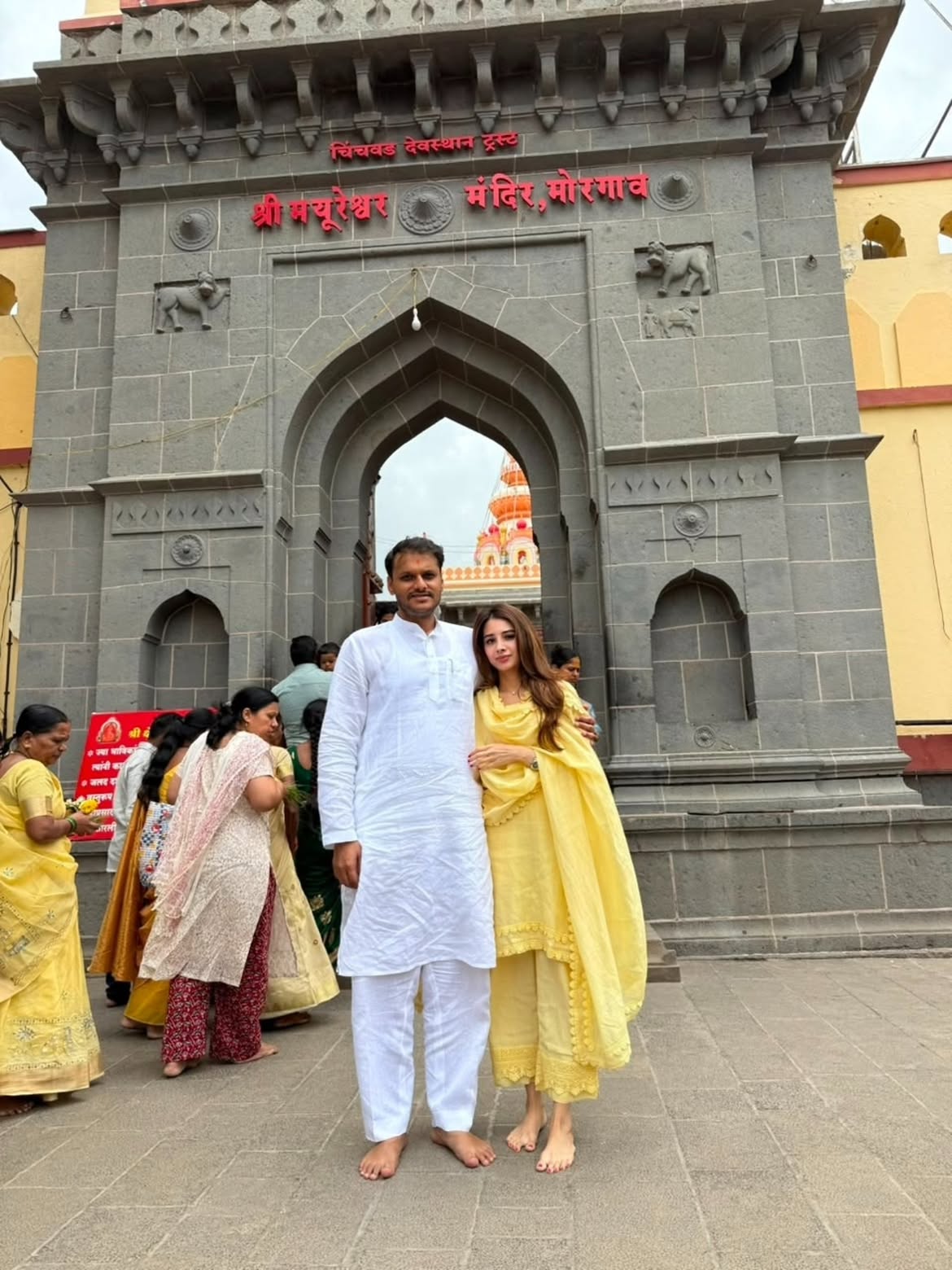 Yugendra Pawar visits Morgaon Temple