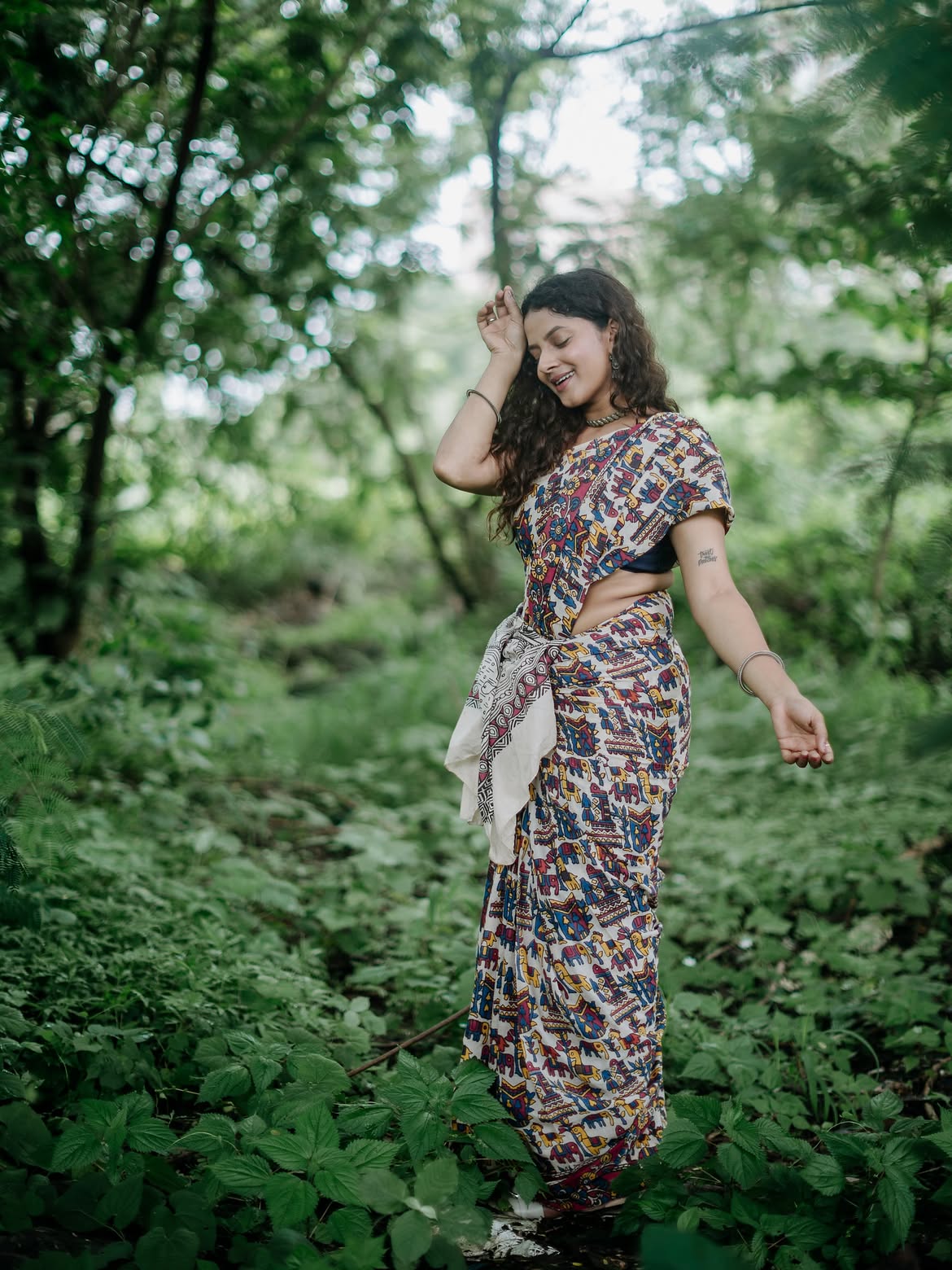 sakshi gandhi kalamkari saree photos