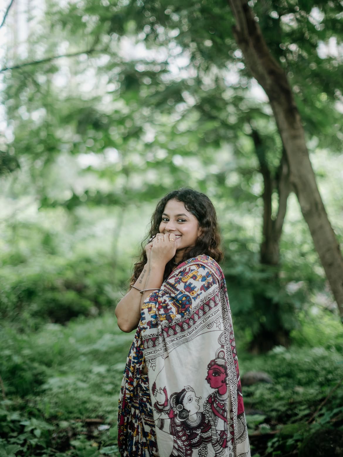 sakshi gandhi kalamkari saree photos