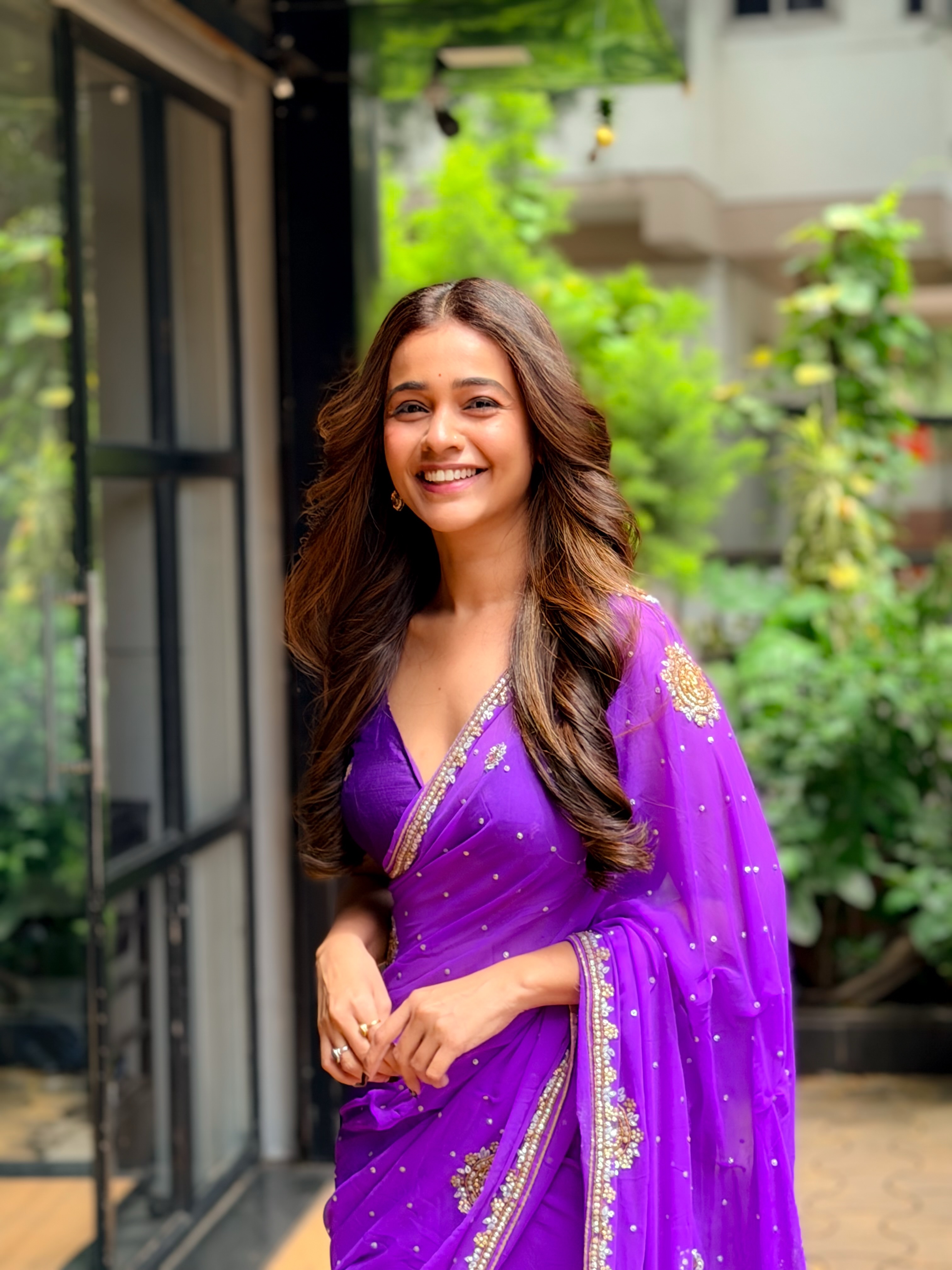 Akshaya Gurav Purple Saree Look