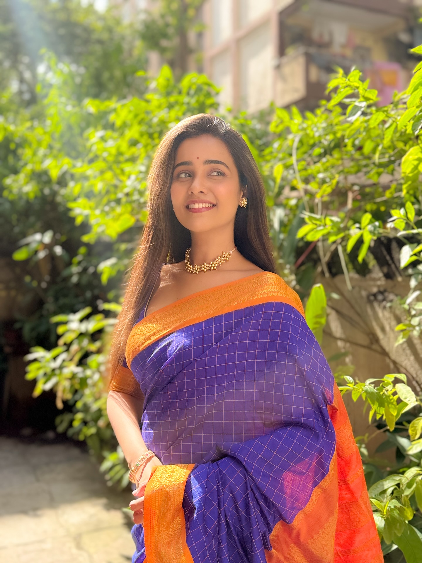 Akshaya Gurav Purple Saree Look