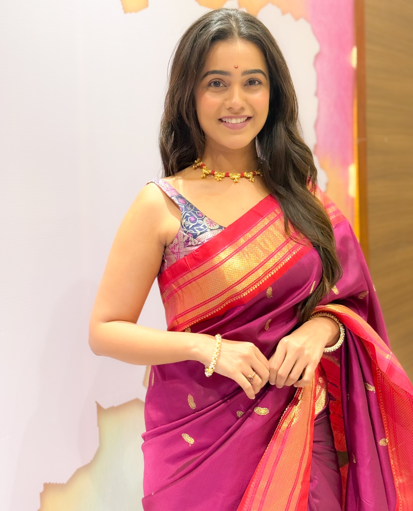 Akshaya Gurav Purple Saree Look