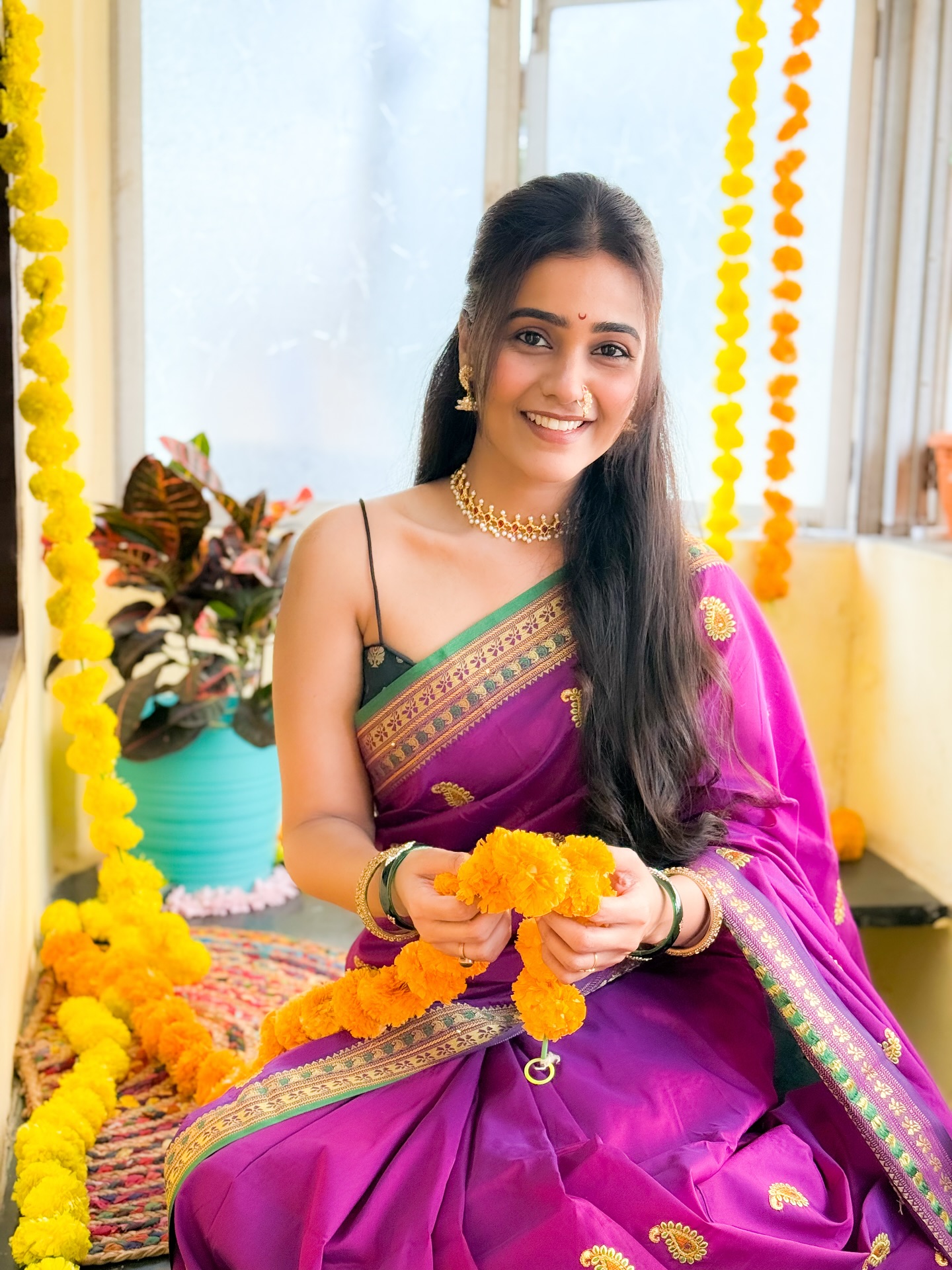 Akshaya Gurav Purple Saree Look